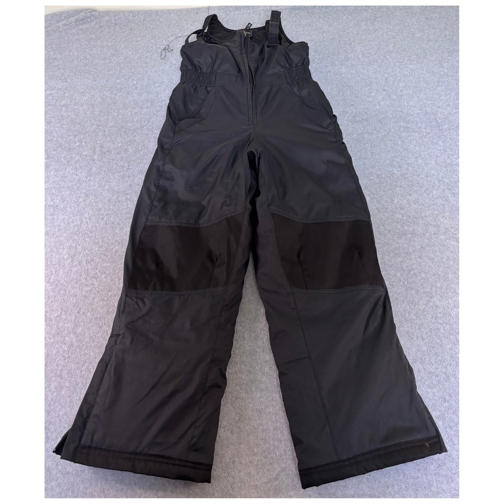 L.L. Bean Kids Sz 10 Black Insulated Snow Ski Overalls Adjustable Straps/Zipper